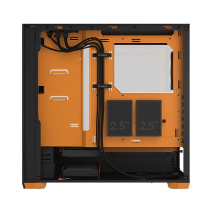 Fractal Design Pop Air RGB (Orange Core TG) Gaming Case w Clear Glass Window, ATX, Hexagonal Mesh Front, Orange Interior-Accents, 3 RGB Fans & ARGB Controller