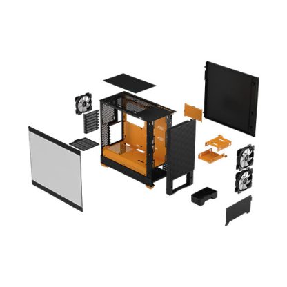 Fractal Design Pop Air RGB (Orange Core TG) Gaming Case w Clear Glass Window, ATX, Hexagonal Mesh Front, Orange Interior-Accents, 3 RGB Fans & ARGB Controller