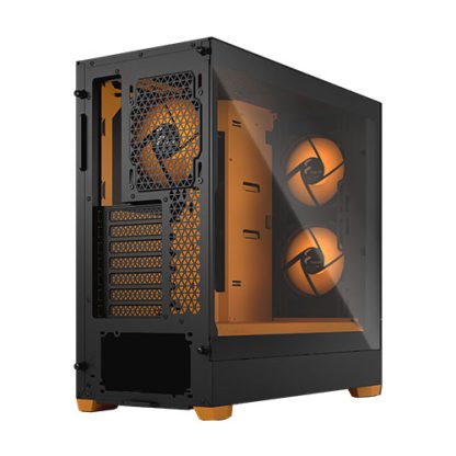 Fractal Design Pop Air RGB (Orange Core TG) Gaming Case w Clear Glass Window, ATX, Hexagonal Mesh Front, Orange Interior-Accents, 3 RGB Fans & ARGB Controller