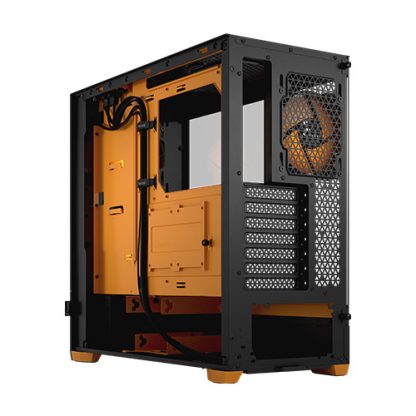 Fractal Design Pop Air RGB (Orange Core TG) Gaming Case w Clear Glass Window, ATX, Hexagonal Mesh Front, Orange Interior-Accents, 3 RGB Fans & ARGB Controller