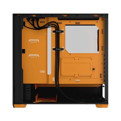 Fractal Design Pop Air RGB (Orange Core TG) Gaming Case w Clear Glass Window, ATX, Hexagonal Mesh Front, Orange Interior-Accents, 3 RGB Fans & ARGB Controller