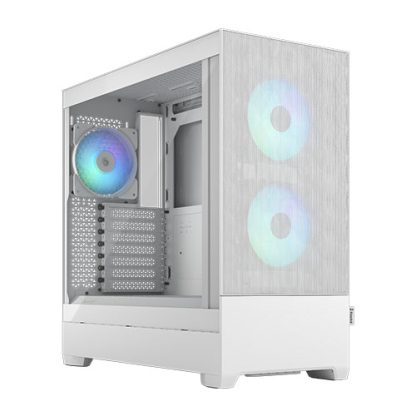 Fractal Design Pop Air RGB (White TG) Gaming Case w Clear Glass Window, ATX, Hexagonal Mesh Front, 3 RGB Fans & ARGB Controller