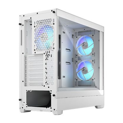 Fractal Design Pop Air RGB (White TG) Gaming Case w Clear Glass Window, ATX, Hexagonal Mesh Front, 3 RGB Fans & ARGB Controller