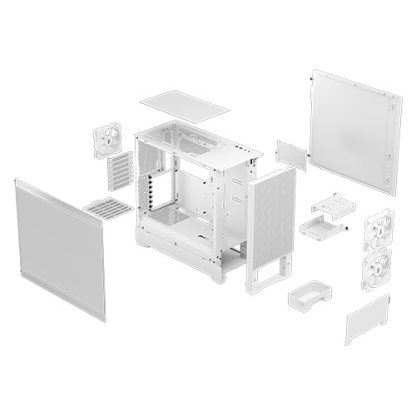 Fractal Design Pop Air (White TG) Gaming Case w Clear Glass Window, ATX, Hexagonal Mesh Front, 3 Fans