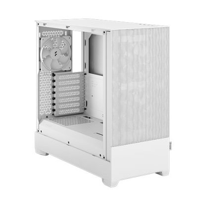 Fractal Design Pop Air (White TG) Gaming Case w Clear Glass Window, ATX, Hexagonal Mesh Front, 3 Fans