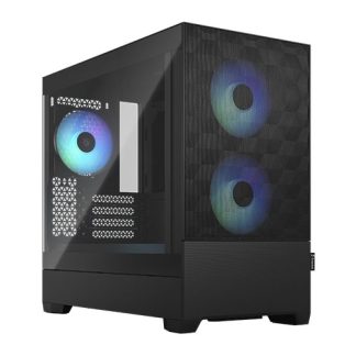 Fractal Design Pop Mini Air RGB (Black TG) Gaming Case w Clear Glass Window, Micro ATX, Hexagonal Mesh Front, 3 RGB Fans & ARGB Controller