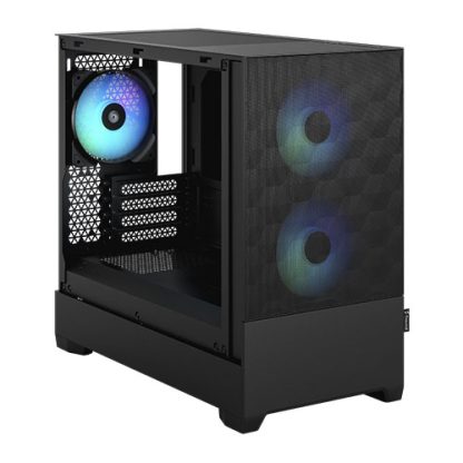 Fractal Design Pop Mini Air RGB (Black TG) Gaming Case w Clear Glass Window, Micro ATX, Hexagonal Mesh Front, 3 RGB Fans & ARGB Controller