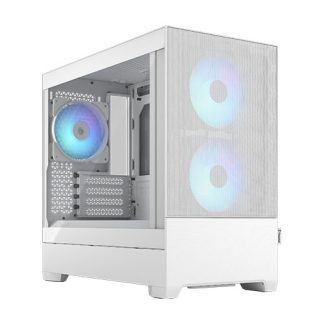 Fractal Design Pop Mini Air RGB (White TG) Gaming Case w Clear Glass Window, Micro ATX, Hexagonal Mesh Front, 3 RGB Fans & ARGB Controller