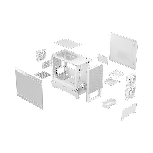 Fractal Design Pop Mini Air RGB (White TG) Gaming Case w/ Clear Glass Window, Micro ATX, Hexagonal Mesh Front, 3 RGB Fans & ARGB Controller