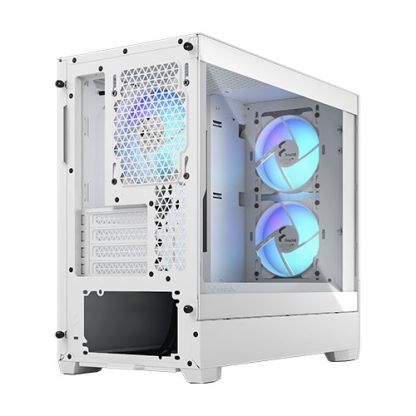 Fractal Design Pop Mini Air RGB (White TG) Gaming Case w Clear Glass Window, Micro ATX, Hexagonal Mesh Front, 3 RGB Fans & ARGB Controller