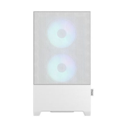 Fractal Design Pop Mini Air RGB (White TG) Gaming Case w Clear Glass Window, Micro ATX, Hexagonal Mesh Front, 3 RGB Fans & ARGB Controller