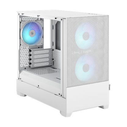 Fractal Design Pop Mini Air RGB (White TG) Gaming Case w Clear Glass Window, Micro ATX, Hexagonal Mesh Front, 3 RGB Fans & ARGB Controller