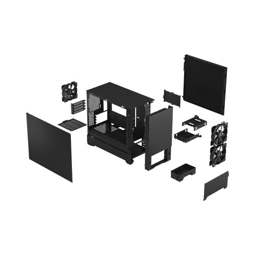 Fractal Design Pop Mini Silent (Black Solid) Gaming Case, Micro ATX, Sound-Damping Steel & Foam, 3 Fans