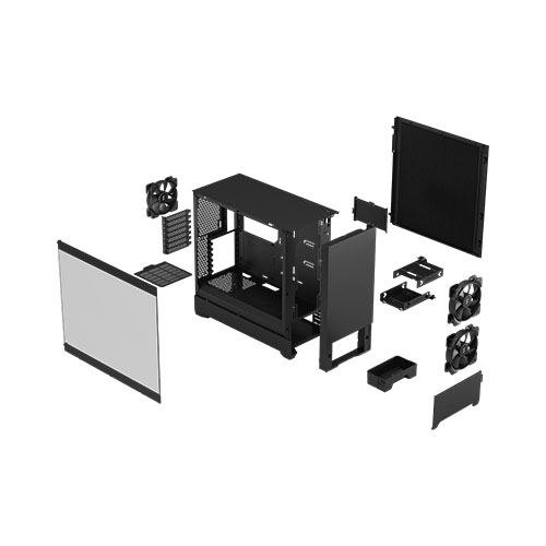 Fractal Design Pop Silent (Black TG) Gaming Case w/ Clear Glass Window, ATX, Sound-Damping Steel & Foam, 3 Fans