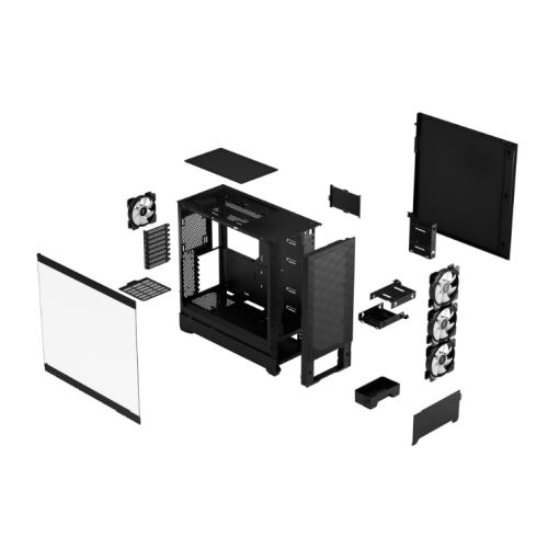 Fractal Design Pop XL Air RGB (Black TG) Gaming Case w/ Clear Glass Window, E-ATX, Hexagonal Mesh Front, 4 RGB Fans & RGB Controller