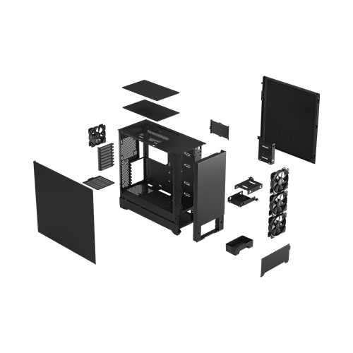 Fractal Design Pop XL Silent (Black Solid) Gaming Case, E-ATX, Sound-Damping Steel & Foam, 4 Fans
