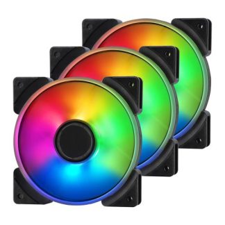 Fractal Design Prisma AL-12PWM 12cm ARGB Case Fans (3 Pack), 7 Blades, Long Life Sleeve Bearing, 500-2000 RPM, Black