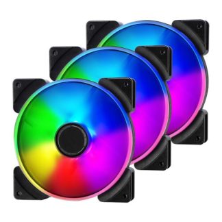 Fractal Design Prisma AL-14PWM 14cm ARGB Case Fans (3 Pack), 7 Blades, Long Life Sleeve Bearing, 500-1700 RPM, Black CF140-FRPRAL14PWM-3PK