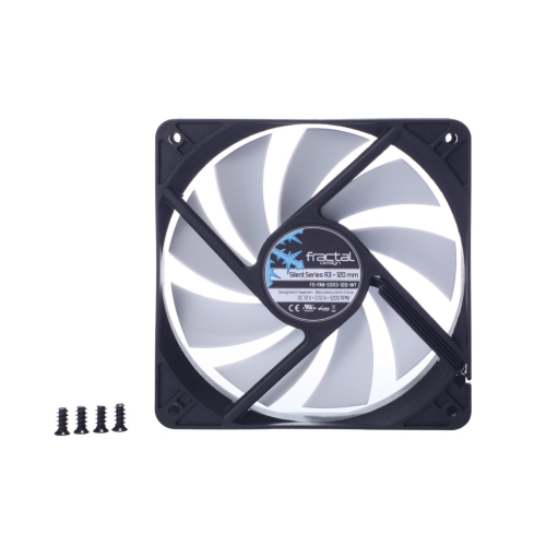 Fractal Design Silent Series R3 12cm Case Fan, Rifle Bearing, 1200 RPM, Black & White