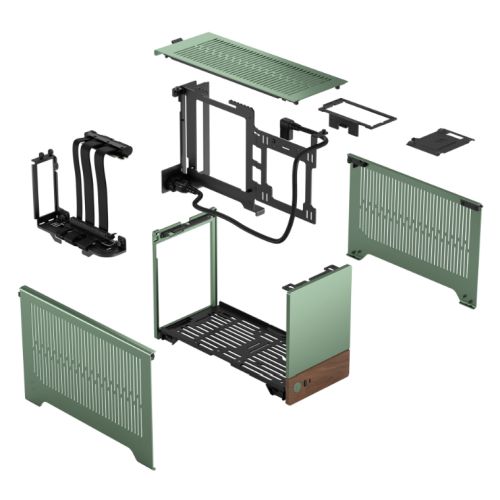 Fractal Design Terra Jade SFF PC Case, Mini ITX, Walnut Front, Anodized Aluminium Exterior, 322mm GPU Support, Requires SFX/SFX-L PSU, USB-C