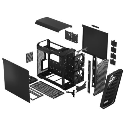 Fractal Design Torrent (Black Solid) Gaming Case, E-ATX, 5 Fans, Fan Hub, Front Grille, USB-C