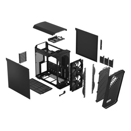 Fractal Design Torrent Compact (Black Solid) Gaming Case, E-ATX, 2 Fans, Fan Hub, Front Grille, USB-C