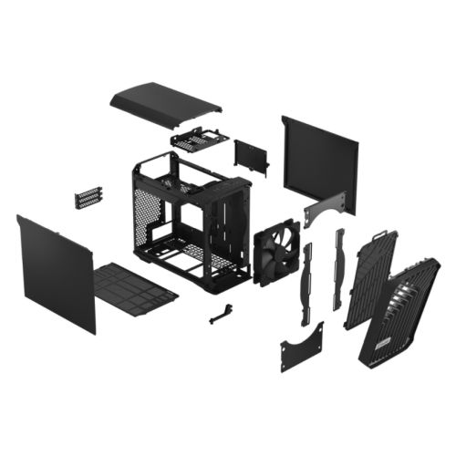Fractal Design Torrent Nano (Black Solid) Case, Mini ITX, 1 Fan, ATX PSU & 335mm GPU Support, 280mm Watercooling, Front Grille, USB-C