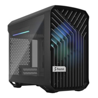 Fractal Design Torrent Nano (Light TG RGB) Case w Light Tint Glass Windows, Mini ITX, 1 RGB Fan, ATX PSU & 335mm GPU Support, 280mm Watercooling, RGB Strip, Front Grille, USB-C