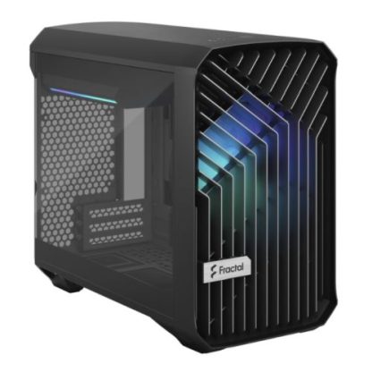 Fractal Design Torrent Nano (Light TG RGB) Case w Light Tint Glass Windows, Mini ITX, 1 RGB Fan, ATX PSU & 335mm GPU Support, 280mm Watercooling, RGB Strip, Front Grille, USB-C