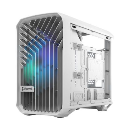 Fractal Design Torrent Nano (Light TG RGB White) Case w/ Light Tint Glass Window, Mini ITX, 1 RGB Fan, ATX PSU & 335mm GPU Support, 280mm Watercooling, RGB Strip, Front Grille, USB-C