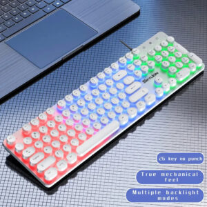 H300 punk round keycap game office dazzle colour lights keyboard Skylion Responsive noiseless