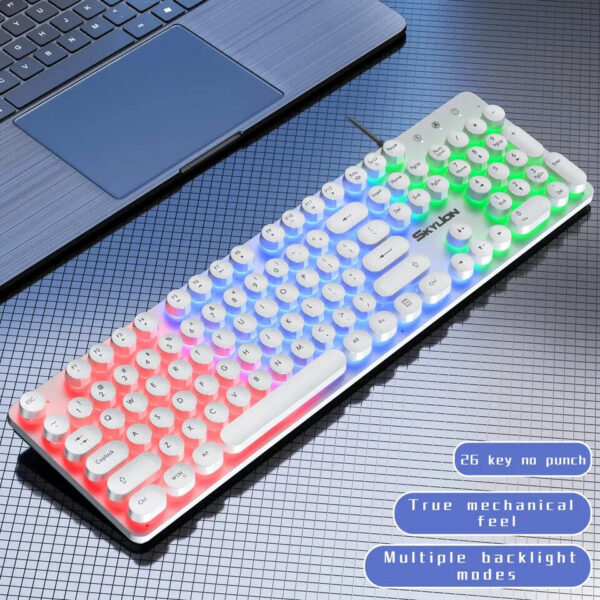H300 punk round keycap game office dazzle colour lights keyboard Skylion Responsive noiseless
