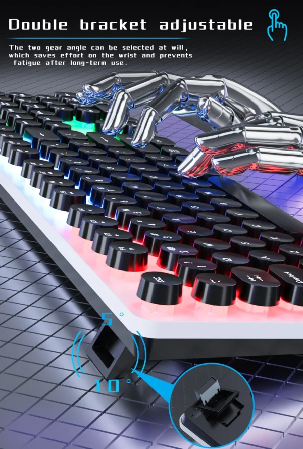 H300 punk round keycap game office dazzle colour lights keyboard Skylion Responsive noiseless - Image 4