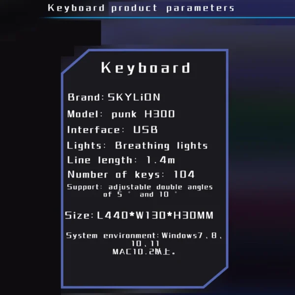 H300 punk round keycap game office dazzle colour lights keyboard Skylion Responsive noiseless - Image 12