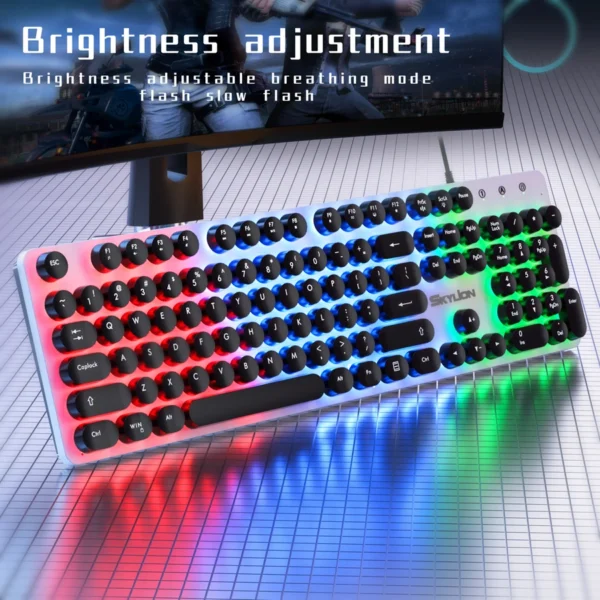 H300 punk round keycap game office dazzle colour lights keyboard Skylion Responsive noiseless - Image 7