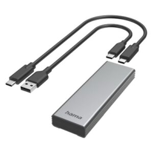 Hama M.2 PCIe SATA SSD Caddy, USB 10Gbps Type AC, Compatible with 2280, 2260, 2242, Aluminium