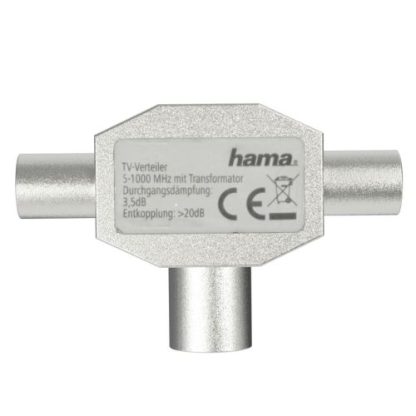 Hama Antenna Splitter, Coax Female to 2x Coax Male, Metal