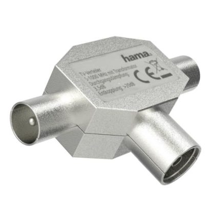 Hama Antenna Splitter, Coax Female to 2x Coax Male, Metal