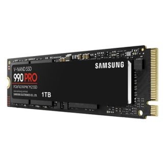 Samsung 1TB 990 PRO M.2 NVMe Gen4 SSD, M.2 2280, PCIe 4.0, V-NAND, RW 7450 6900 MBs, 1200K 1550K IOPS