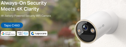 TP-LINK (TAPO C460 KIT) Smart Battery-Powered 4K Outdoor Security Camera and Solar Panel, 10000mAh Battery, Colour Night Vision, AI Detection, Alarms, 2-Way Audio, No Hub Required
