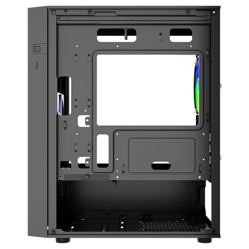 Vida Genesis Black ARGB Gaming Case w/ Glass Window, Micro ATX, 2x ARGB Fans, Front ARGB Strip