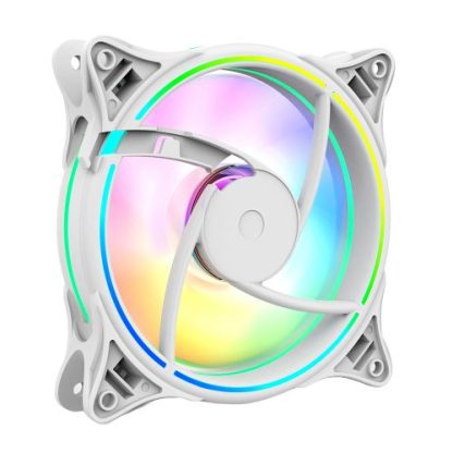 Vida Infinity01 12cm ARGB Dual Ring PWM Case Fan, Hydraulic Bearing, Infinity Mirror Effect, 500-1500 RPM, White