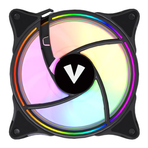 Vida Infinity01 Reverse Blade 12cm ARGB Dual Ring PWM Case Fan, Hydraulic Bearing, Infinity Mirror Effect, 500-1500 RPM, Black