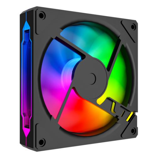 Vida Infinity02 12cm ARGB PWM Case Fan, Hydraulic Bearing, Infinity Mirror Effect on Centre & Sides, 800-1800 RPM, Black