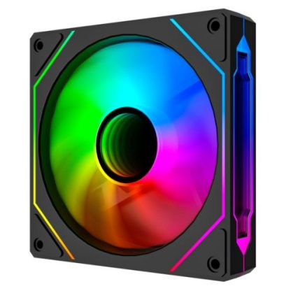 Vida Infinity02 12cm ARGB PWM Case Fan, Hydraulic Bearing, Infinity Mirror Effect on Centre & Sides, 800-1800 RPM, Black