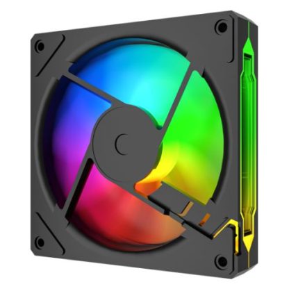 Vida Infinity02 12cm ARGB PWM Case Fan, Hydraulic Bearing, Infinity Mirror Effect on Centre & Sides, 800-1800 RPM, Black