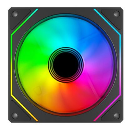 Vida Infinity02 Reverse Blade12cm ARGB PWM Case Fan, Hydraulic Bearing, Infinity Mirror Effect on Centre & Sides, 800-1800 RPM, Black
