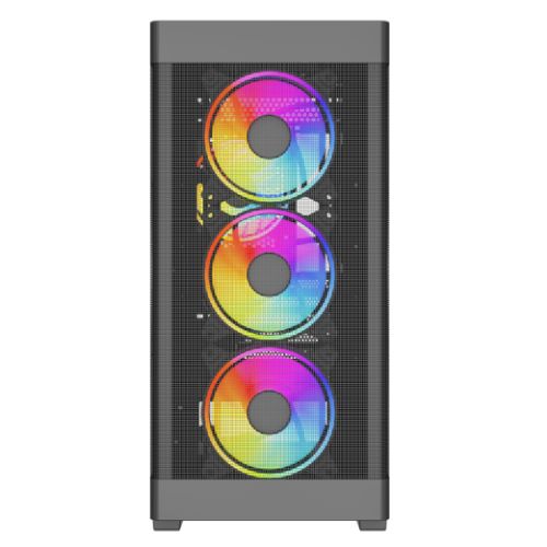 Vida Zephyr V2 Black ARGB Gaming Case w/ Glass Window, Micro ATX, 4x ARGB PWM Fans, 6-Port ARGB Fan Hub & Remote Control, Mesh Front