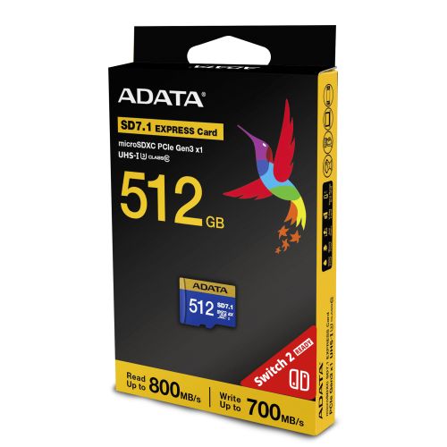 ADATA 512GB Premier Extreme MicroSDXC SD7.1 Express Card, Nintendo Switch 2 Ready, 800MB/s