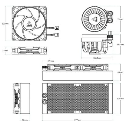 Arctic Liquid Freezer III Pro 240mm Liquid CPU Cooler, P12 Pro PWM Fans & PWM Controlled Pump, Black